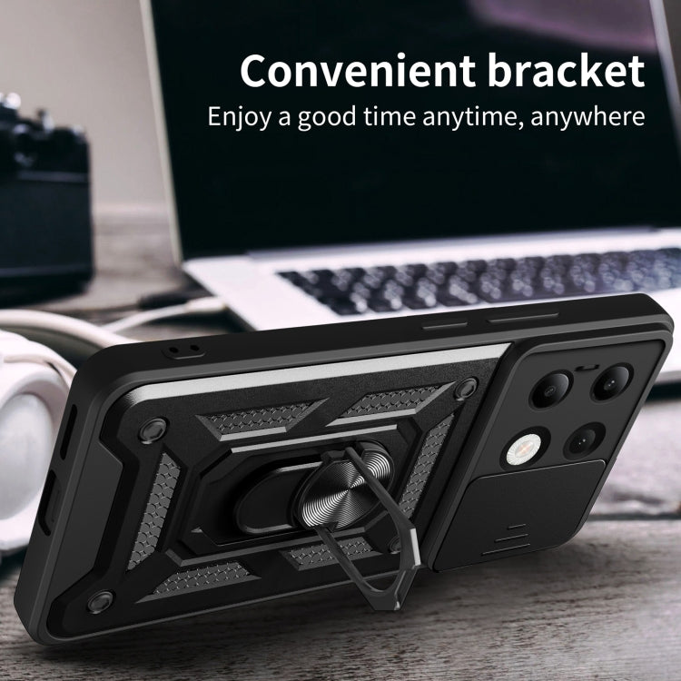 For Xiaomi Redmi Note 13 4G Global Sliding Camera Cover Design TPU Hybrid PC Phone Case(Blue) by buy2fix