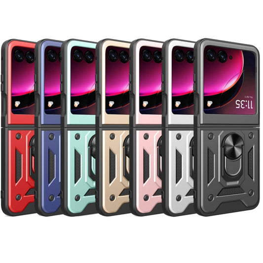 For Motorola Razr 40 Ultra Armor Ring Holder TPU Hybrid PC Phone Case(Black) by buy2fix