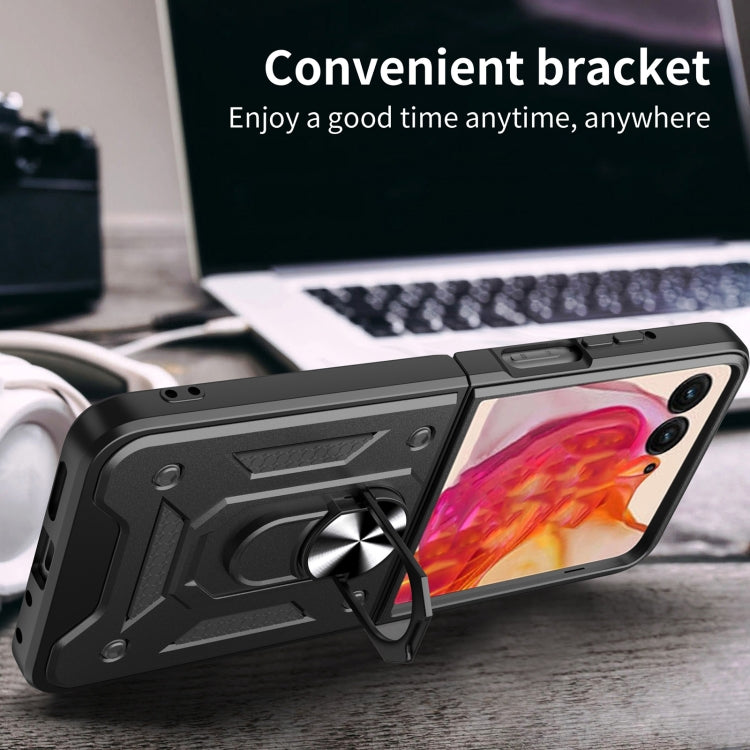 For Motorola Razr 50 Armor Ring Holder TPU Hybrid PC Phone Case(Blue) by buy2fix