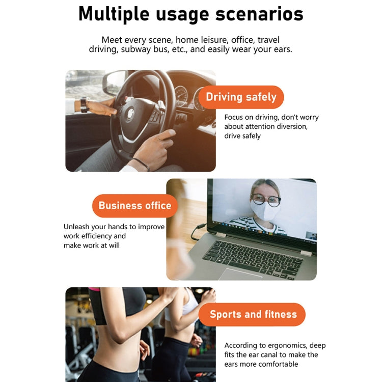 Hileo Hi8 Wireless Single Ear Hook Handsfree Call Noise Reduction In-ear Earphone(Black) by Hileo