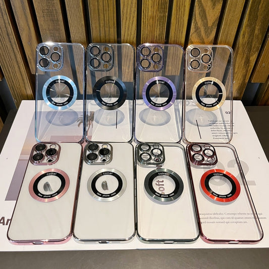 For iPhone 13 Pro Transparent Electroplated PC MagSafe Phone Case(Gold) by buy2fix