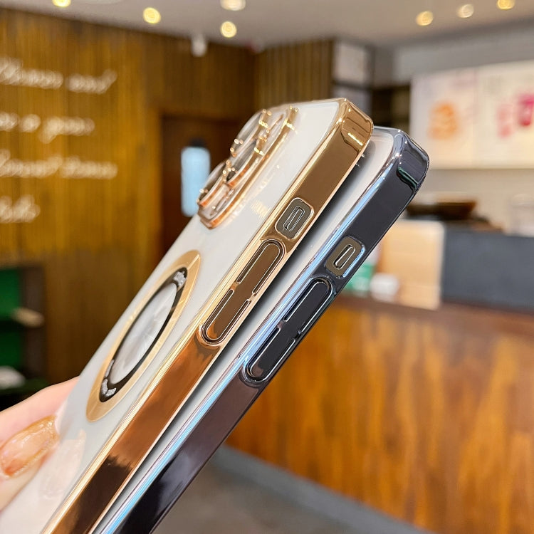 For iPhone 15 Pro Transparent Electroplated PC MagSafe Phone Case(Green) by buy2fix