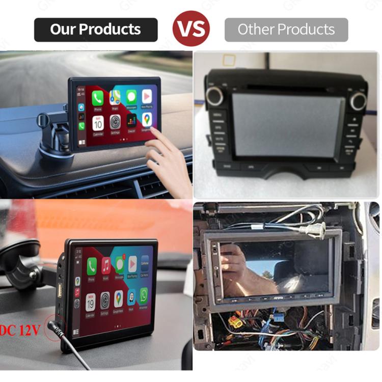 Car 7 inch IPS Portable Smart Screen Wireless Screen Projection Carplay Android Auto, with Reversing Camera(Black) by buy2fix