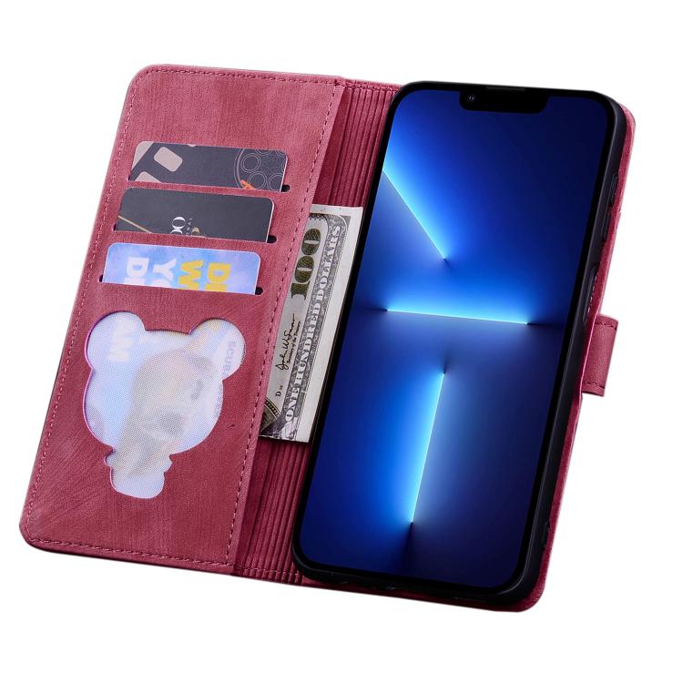 For iPhone Air Cartoon Sakura Cat Embossed Leather Phone Case(Wine Red) - iPhone Air Cases by buy2fix | Online Shopping UK | buy2fix