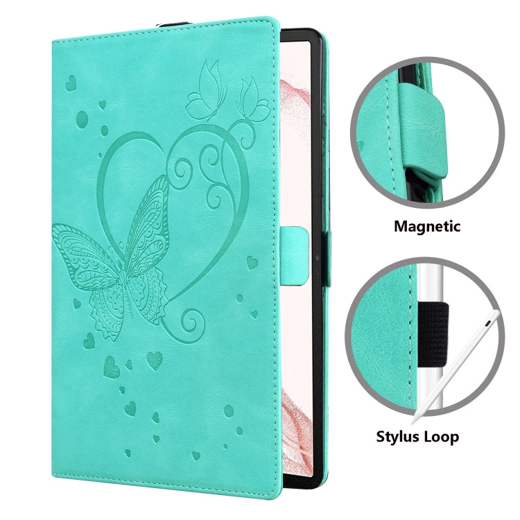 For Samsung Galaxy Tab S9 FE Love Butterfly Embossed Leather Tablet Case(Mint Green) by buy2fix