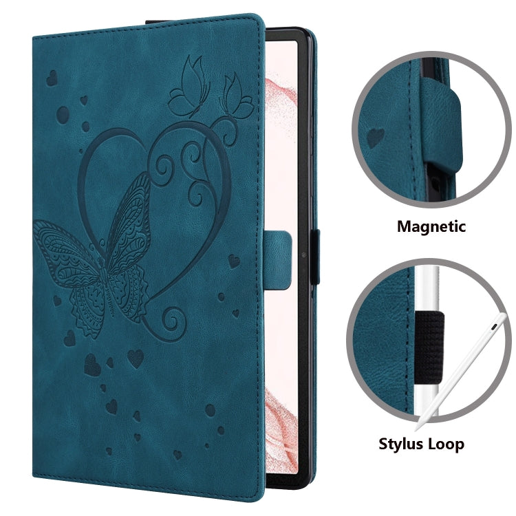 For Samsung Galaxy Tab S9 FE+ Love Butterfly Embossed Leather Tablet Case(Blue) by buy2fix