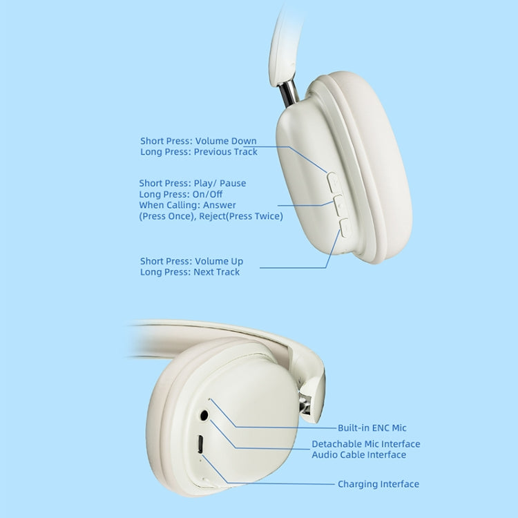 T1 Foldable Phone Audio ENC Noise Reduction Wireless Gaming Headphones with Mic(Black) by buy2fix