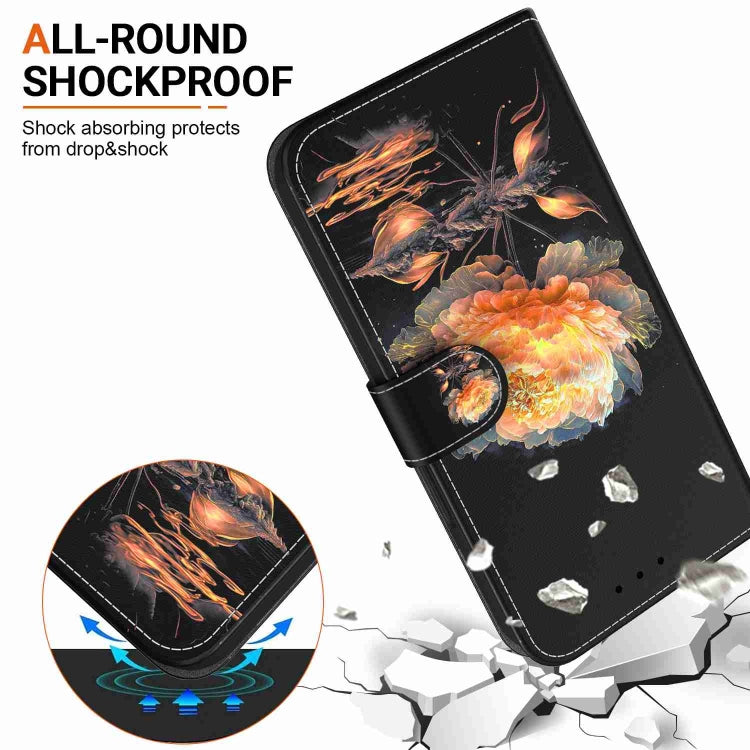For OnePlus 11 Crystal Texture Colored Drawing Leather Phone Case(Gold Peony) by buy2fix