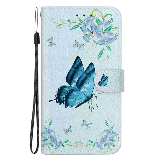 For OnePlus 11 Crystal Texture Colored Drawing Leather Phone Case(Blue Pansies) by buy2fix