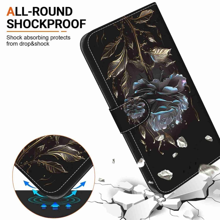 For OnePlus 13 Crystal Texture Colored Drawing Leather Phone Case(Black Rose) by buy2fix
