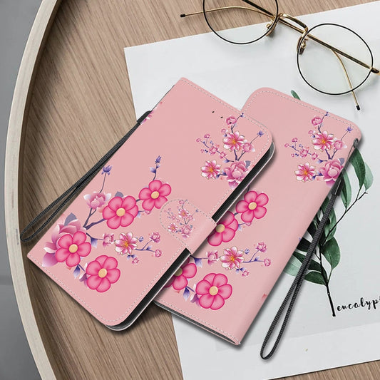 For Google Pixel 9 Pro Crystal Texture Colored Drawing Leather Phone Case(Cherry Blossoms) by buy2fix
