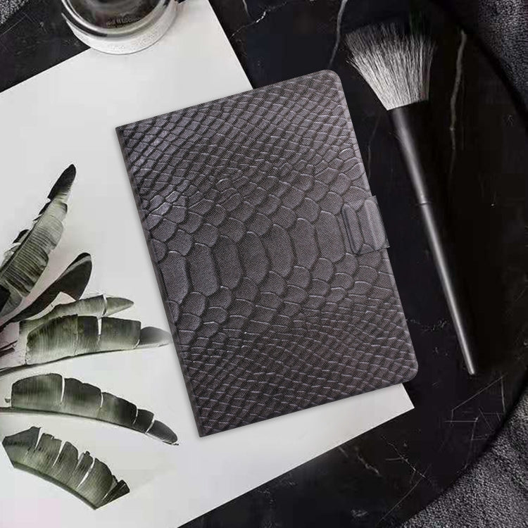 For Samsung Galaxy Tab A11+ / A9+ Solid Color Crocodile Texture Smart PU Tablet Case with Sleep / Wake-up Function(Black) by buy2fix