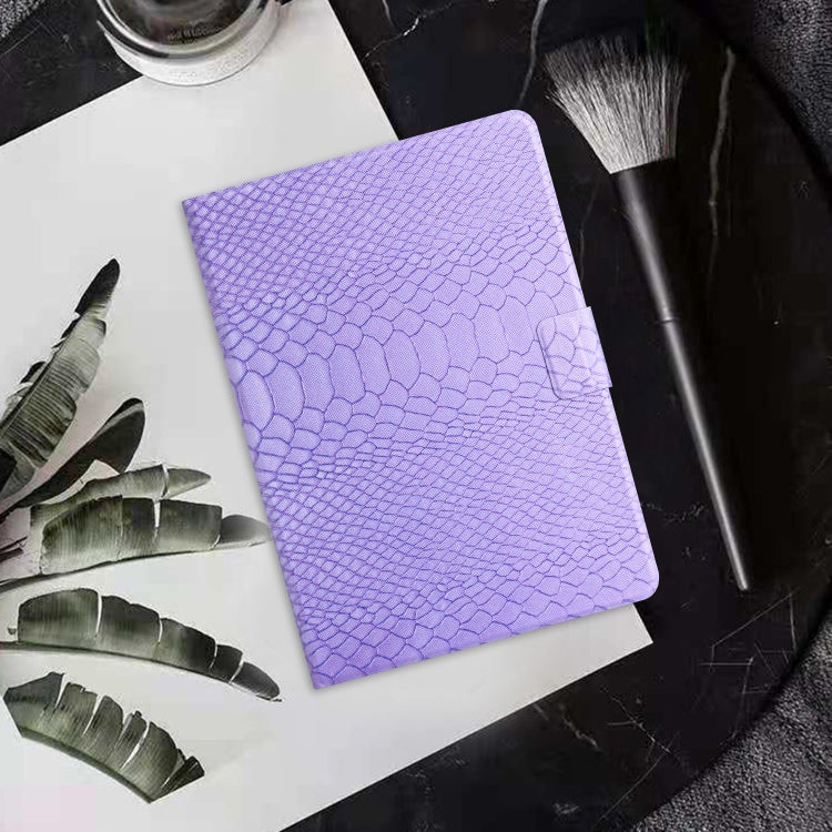 For Samsung Galaxy Tab A11 / A9 Solid Color Crocodile Texture Smart PU Tablet Case with Sleep / Wake-up Function(Purple) by buy2fix