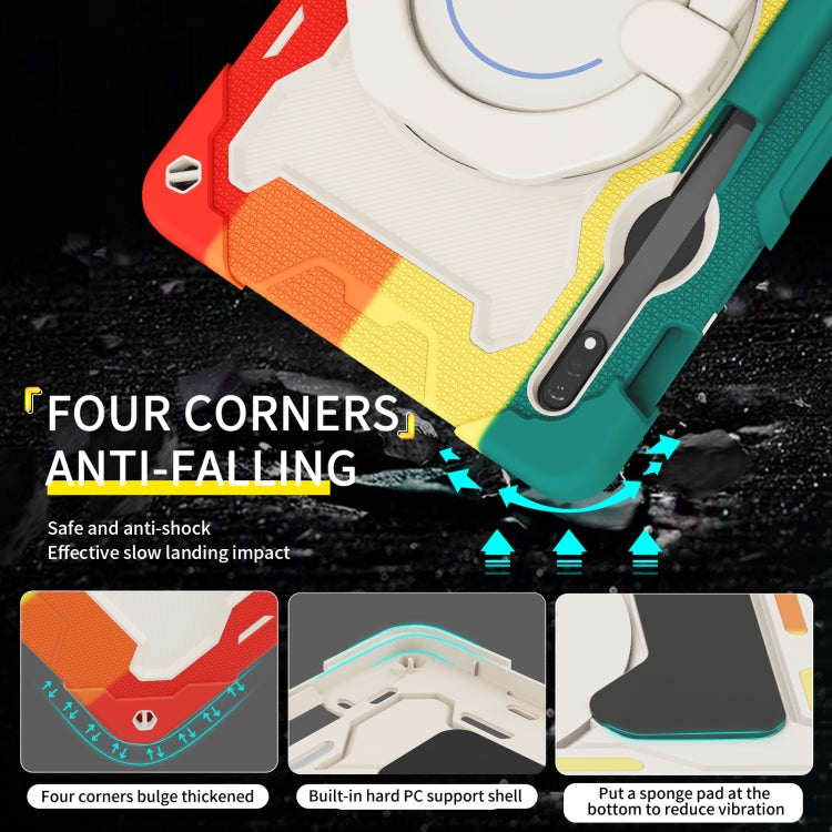 For Samsung Galaxy Tab S9 Armor Portable Rotating Ring Holder Silicone Tablet Case(Colorful Red) by buy2fix