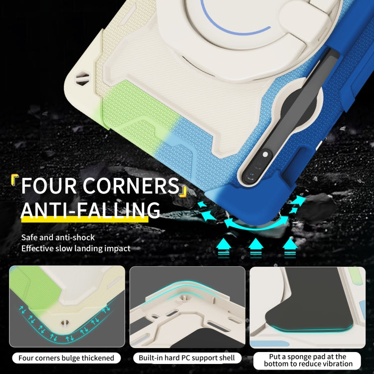 For Samsung Galaxy Tab S9 Armor Portable Rotating Ring Holder Silicone Tablet Case(Colorful Blue) by buy2fix