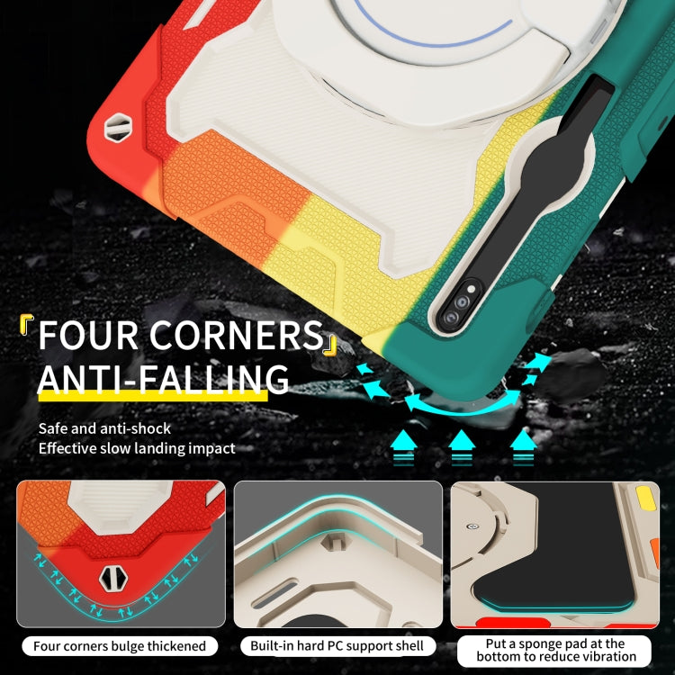 For Samsung Galaxy Tab S9+ Armor Portable Rotating Ring Holder Silicone Tablet Case(Colorful Red) by buy2fix