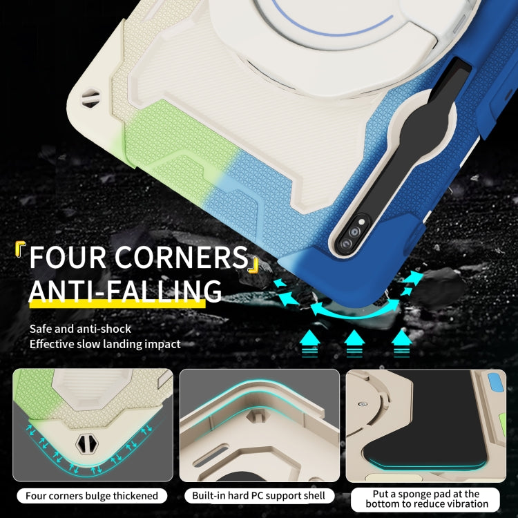 For Samsung Galaxy Tab S9+ Armor Portable Rotating Ring Holder Silicone Tablet Case(Colorful Blue) by buy2fix