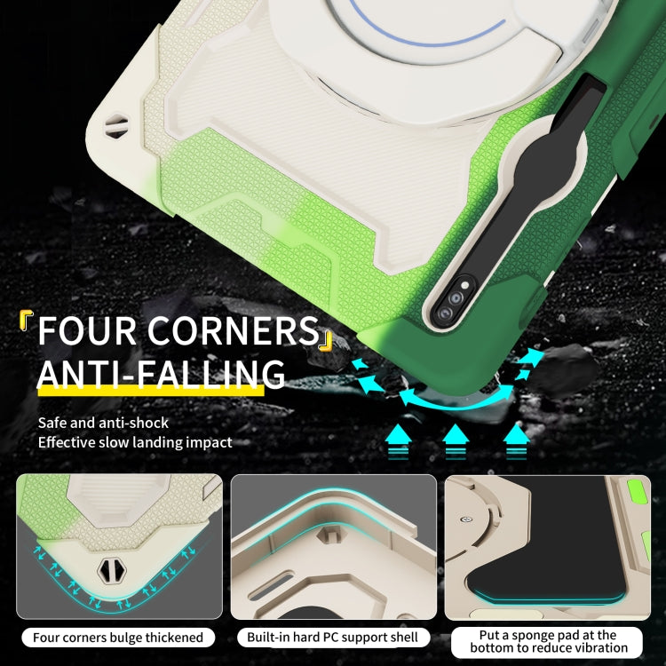 For Samsung Galaxy Tab S9+ Armor Portable Rotating Ring Holder Silicone Tablet Case(Colorful Green) by buy2fix