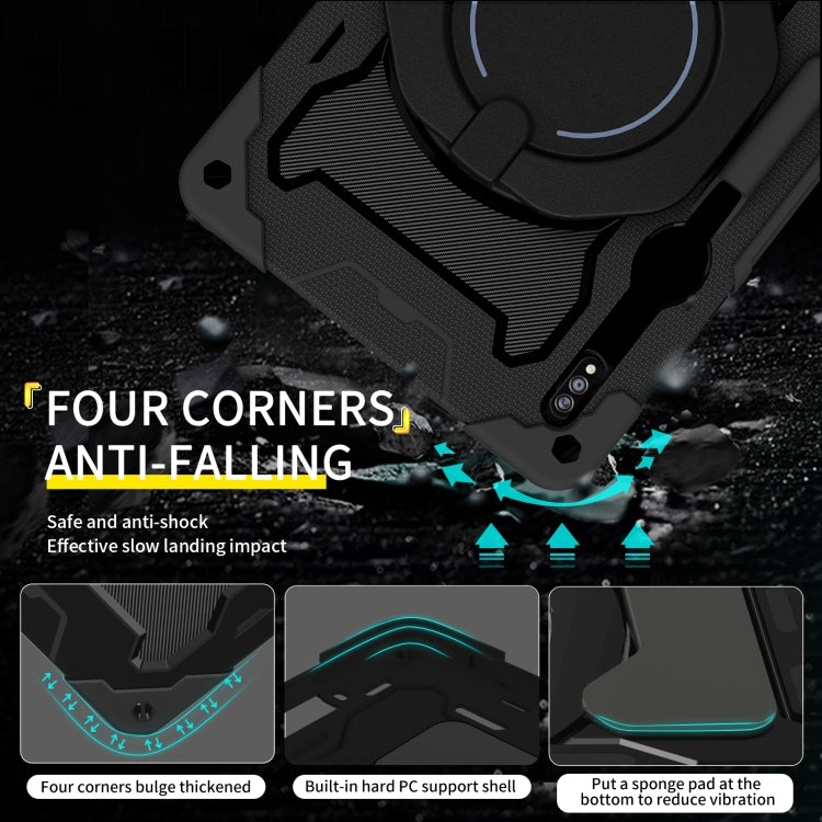 For Samsung Galaxy Tab S9 Ultra Armor Portable Rotating Ring Holder Silicone Tablet Case(Black) by buy2fix