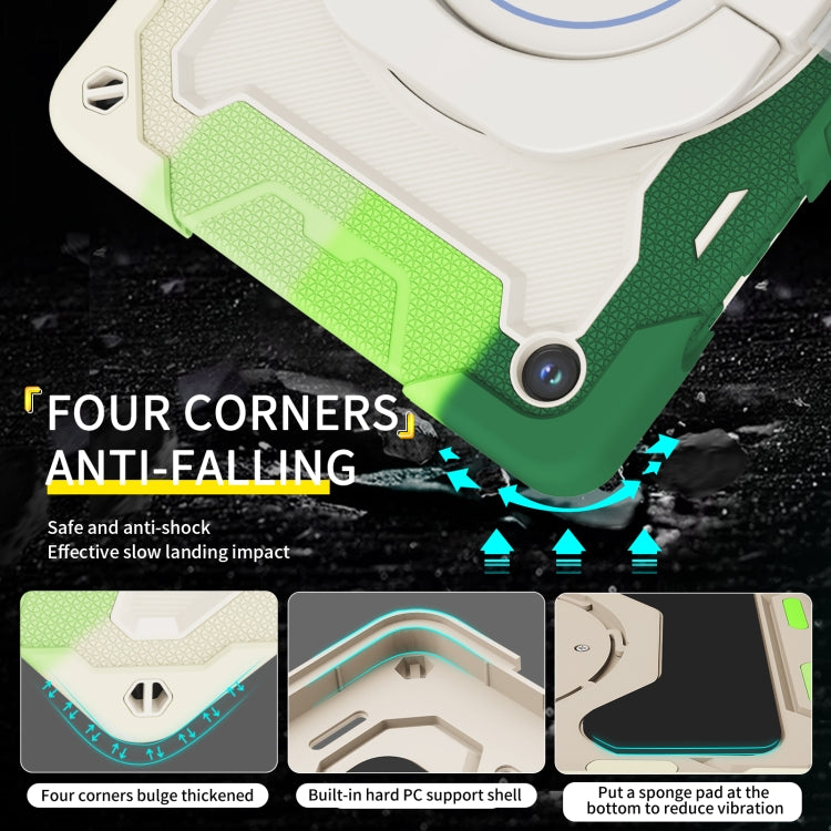 For Samsung Galaxy Tab A9+ Armor Portable Rotating Ring Holder Silicone Tablet Case(Colorful Green) - Galaxy Tab S9 Cases by buy2fix | Online Shopping UK | buy2fix