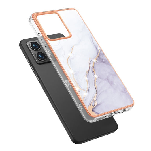 For Motorola Moto G84 Electroplating Marble Dual-side IMD Phone Case(White 006) by buy2fix