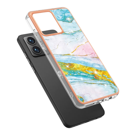 For Motorola Moto G84 Electroplating Marble Dual-side IMD Phone Case(Green 004) by buy2fix