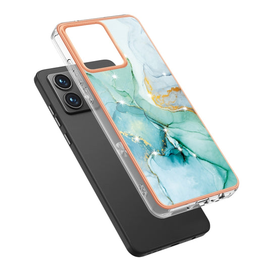 For Motorola Moto G84 Electroplating Marble Dual-side IMD Phone Case(Green 003) by buy2fix
