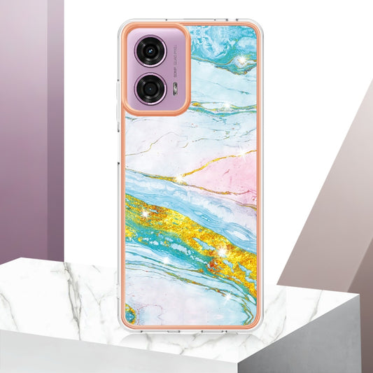 For Motorola Moto G24 4G / G04 4G Electroplating Marble Dual-side IMD Phone Case(Green 004) by buy2fix