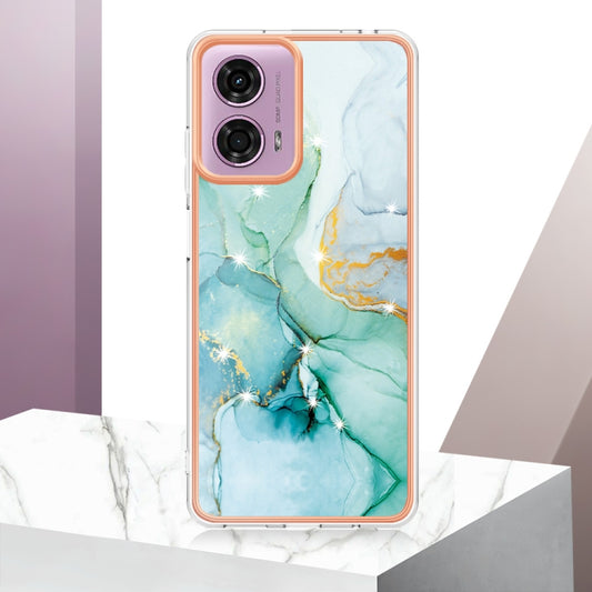 For Motorola Moto G24 4G / G04 4G Electroplating Marble Dual-side IMD Phone Case(Green 003) by buy2fix