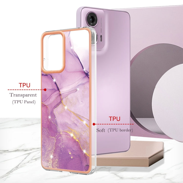 For Motorola Moto G24 4G / G04 4G Electroplating Marble Dual-side IMD Phone Case(Purple 001) by buy2fix