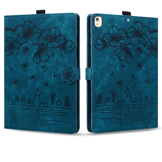 For iPad 10.2 2021 / 10.5 2019 Cartoon Sakura Cat Embossed Smart Leather Tablet Case(Blue) - iPad 10.2 Cases by buy2fix | Online Shopping UK | buy2fix
