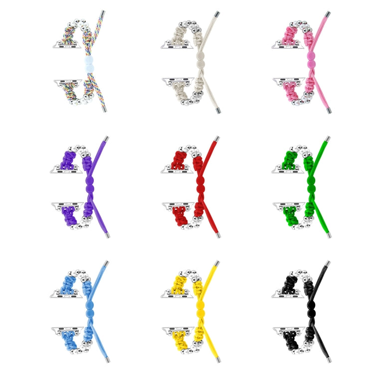 For Apple Watch Ultra 2 49mm Paracord Row Beads Drawstring Braided Watch Band(White) by buy2fix