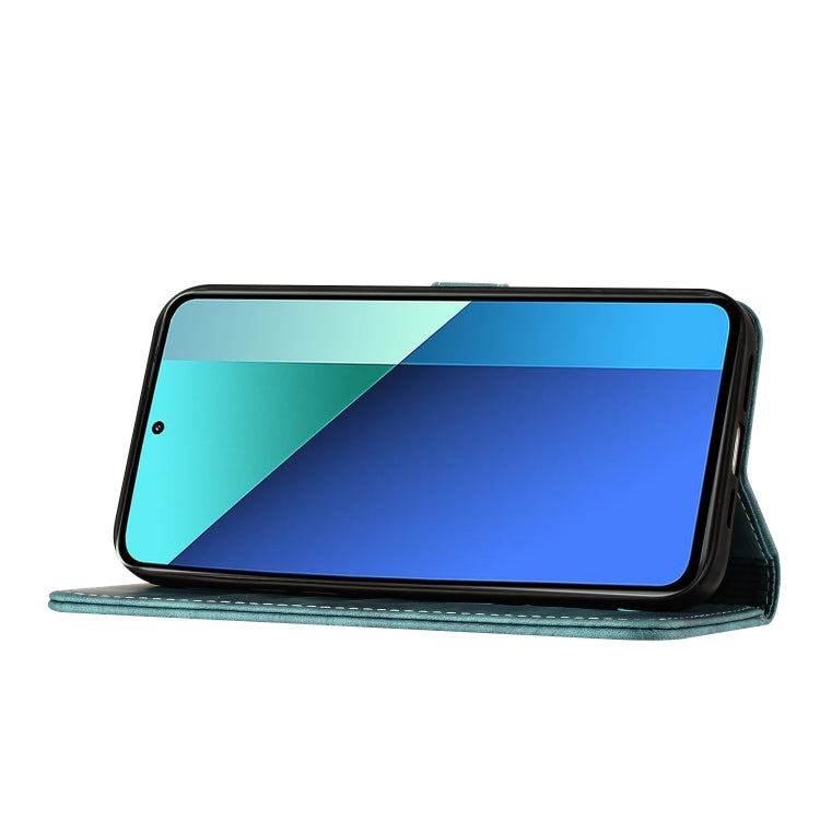 For Xiaomi Redmi Note 13 4G Butterfly Cat Embossing Flip Leather Phone Case(Wathet) by buy2fix