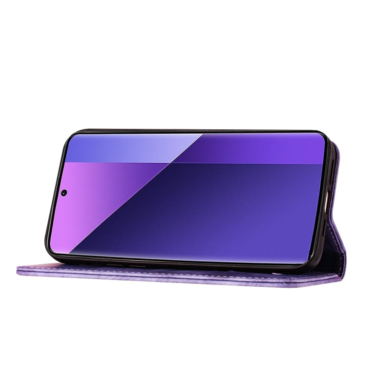 For Xiaomi Redmi Note 13 Pro+ 5G Butterfly Cat Embossing Flip Leather Phone Case(Purple) by buy2fix