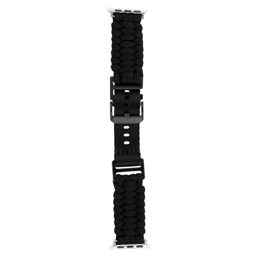 For Apple Watch Ultra 2 49mm Paracord Plain Braided Webbing Buckle Watch Band(Black) by buy2fix