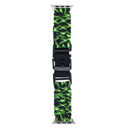 For Apple Watch Ultra 2 49mm Paracord Plain Braided Webbing Buckle Watch Band(Black Green) by buy2fix