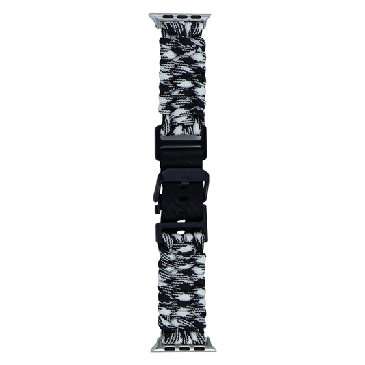 For Apple Watch Ultra 49mm Paracord Plain Braided Webbing Buckle Watch Band(Black White) by buy2fix