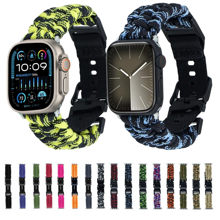 For Apple Watch Ultra 2 49mm Paracord Plain Braided Webbing Buckle Watch Band(Blue Green) by buy2fix