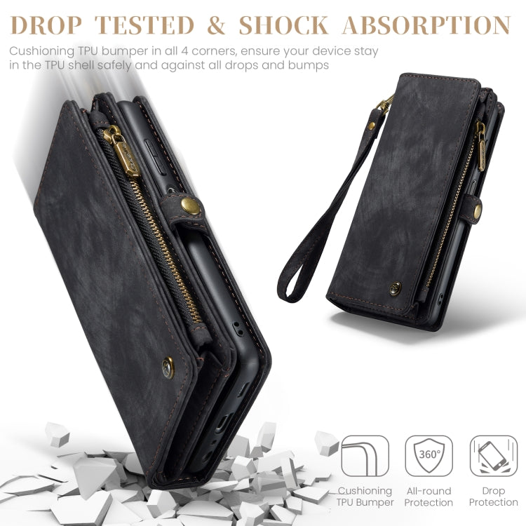 For Samsung Galaxy A25 4G CaseMe 008 Multifunctional Zipper Wallet Leather Phone Case with Lanyard(Black) by CaseMe