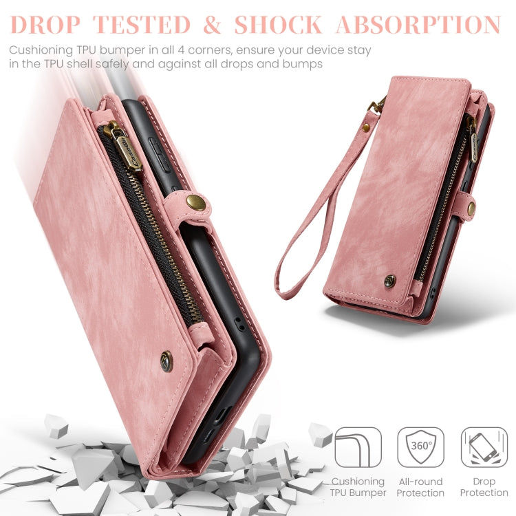 For Samsung Galaxy A55 5G CaseMe 008 Multifunctional Zipper Wallet Leather Phone Case with Lanyard(Pink) by CaseMe