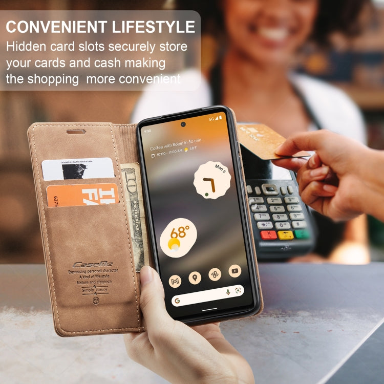 For Google Pixel 6A CaseMe 013 Multifunctional Horizontal Flip Leather Phone Case(Brown) by CaseMe