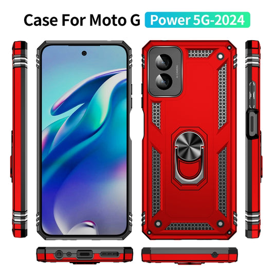 For Motorola Moto G Power 5G 2024 Shockproof TPU + PC Phone Case with Holder(Red) by buy2fix