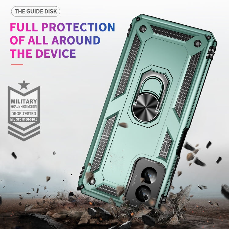 For Motorola Moto G Power 5G 2024 Shockproof TPU + PC Phone Case with Holder(Dark Green) by buy2fix