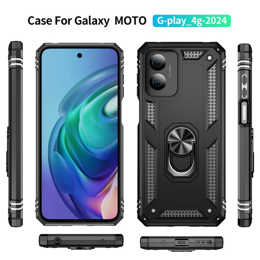 For Motorola Moto G Play 4G 2024 Shockproof TPU + PC Phone Case with Holder(Black) by buy2fix