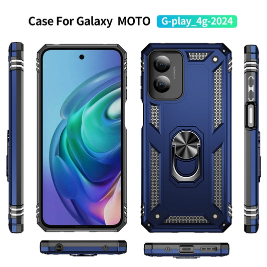 For Motorola Moto G Play 4G 2024 Shockproof TPU + PC Phone Case with Holder(Blue) by buy2fix