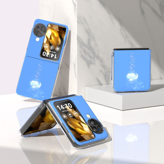 For OPPO Find N3 Flip Painted Pattern PC Phone Case(Blue Flower) by buy2fix