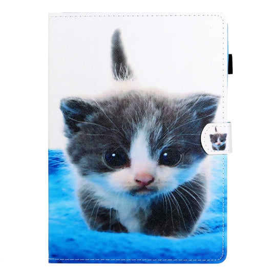 For Samsung Galaxy Tab A11+ / A9+ Coloured Drawing Stitching Flip PU Tablet Case with Sleep / Wake-up Function(Blue White Cat) by buy2fix