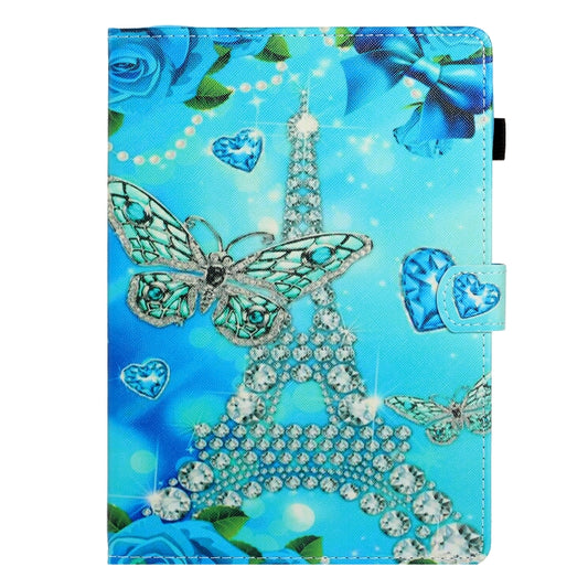 For Samsung Galaxy Tab A11 / A9 Coloured Drawing Stitching Flip PU Tablet Case with Sleep / Wake-up Function(Butterfly Tower) by buy2fix