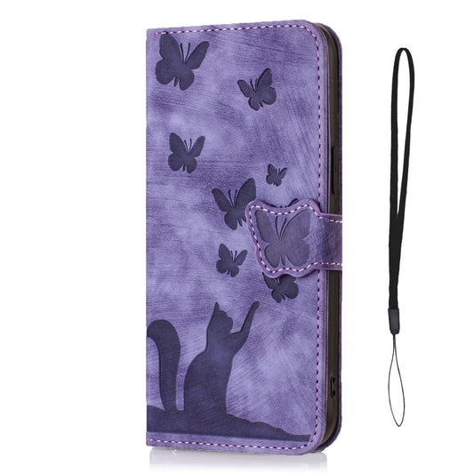 For Samsung Galaxy S23 Ultra 5G Butterfly Cat Embossing Flip Leather Phone Case(Purple) by buy2fix
