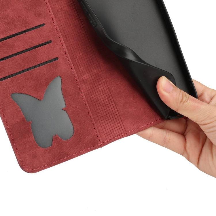 For Samsung Galaxy S24 5G Butterfly Cat Embossing Flip Leather Phone Case(Red) by buy2fix